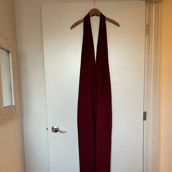 Tobi Burgundy Backless Halter Maxi Dress - Picture 1 of 6